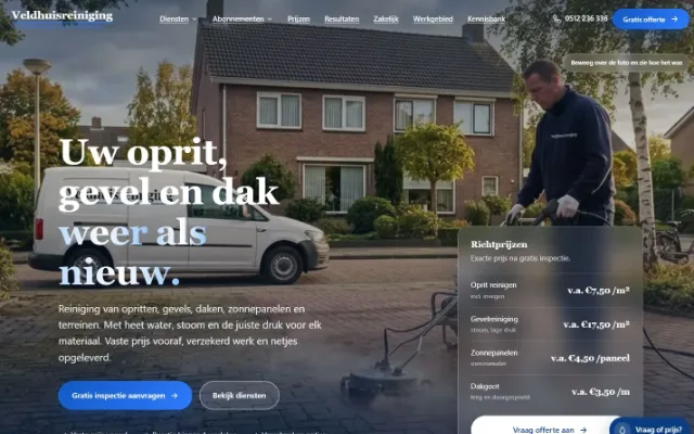 Veldhuis Reiniging: Dienstenwebsite