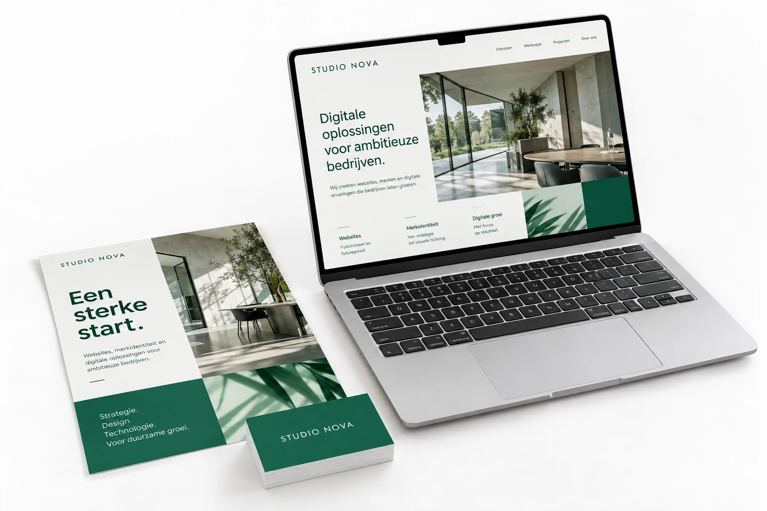 Website, flyer en visitekaartjes in een samenhangende huisstijl