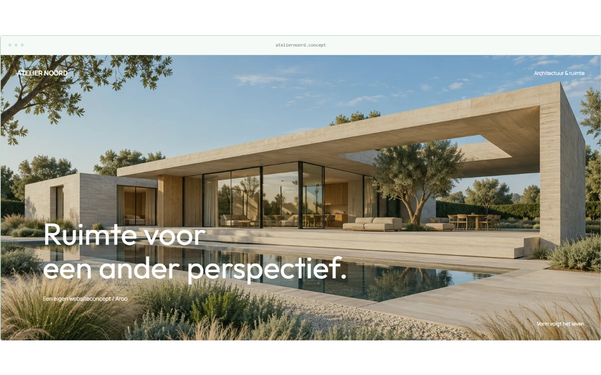 Rustig websiteconcept met een groot beeld, een voorbeeld van een website laten maken in Assen