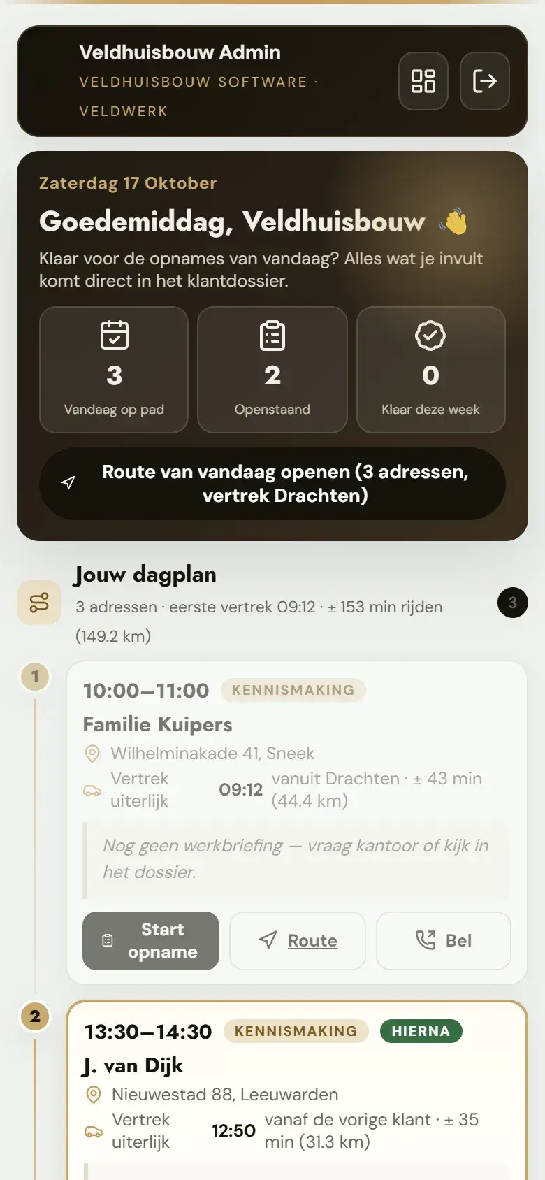 Opname vandaag: De afspraken van vandaag, klaar om te starten.